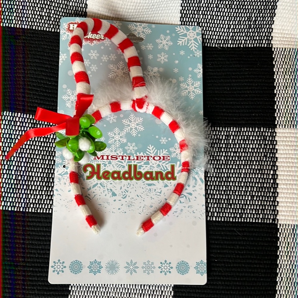 #D.55.0 🦋$1 ADD ON• Holiday Cheer Mistletoe Headband